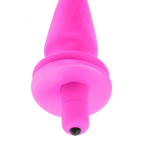 Розовая анальная вибропробка Vibrating Butt Plug - 14,5 см.