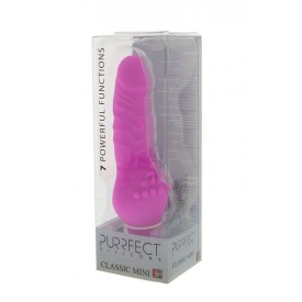 Розовый вибратор с широким основанием PURRFECT SILICONE CLASSIC MINI - 13 см.