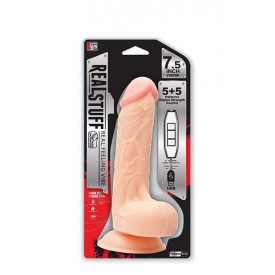 Телесный USB-вибратор с присоской REALSTUFF 7.5INCH FLESH - 19 см.