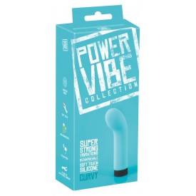 Бирюзовый мини-вибратор с загнутой головкой Power Vibe Curvy - 12 см.